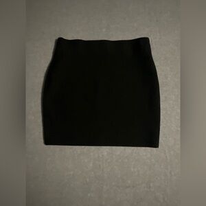 Chocolate Black Bodycon Mini Skirt High Waisted Stretchy Minimalist Size L